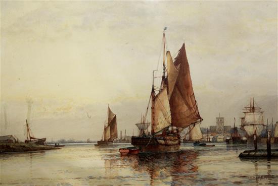 Frederick James Aldridge (1850-1933) An Old Sussex Port, 19.5 x 29.5in.